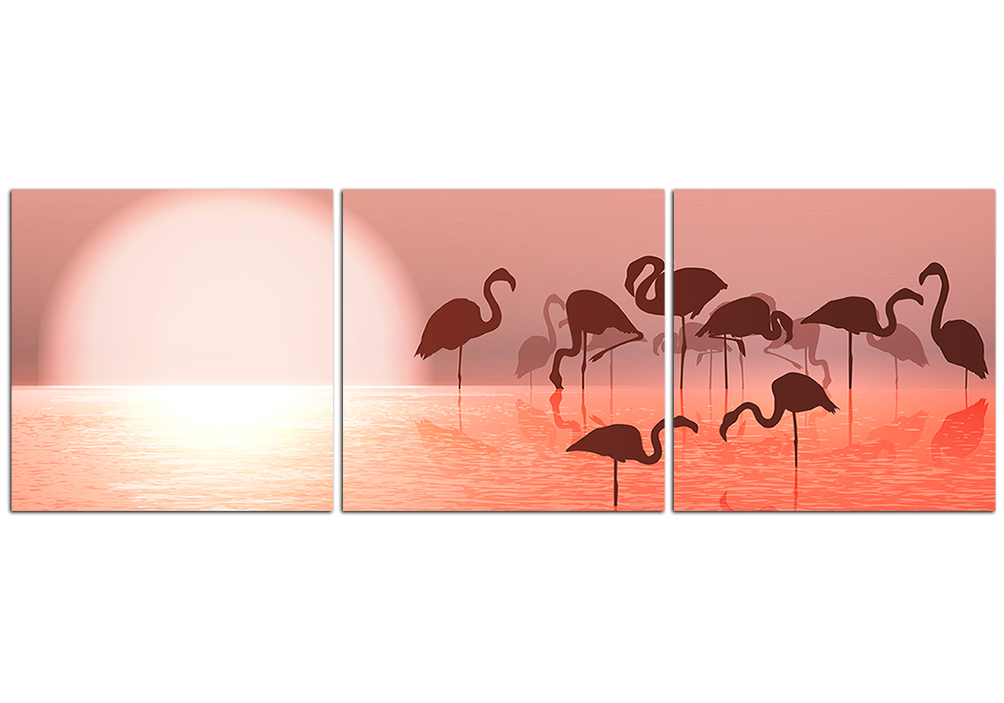 Obraz na plátně - Plameňák silueta - panoráma Obraz na plátně - Plameňák silueta - panoráma